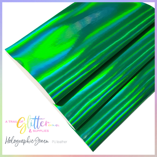 Holographic Green Pu Leather