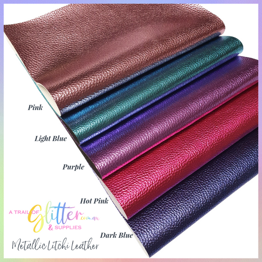 Litchi Faux Leathers - Dark Blue, Hot Pink, Purple, Light Blue, Light Pink