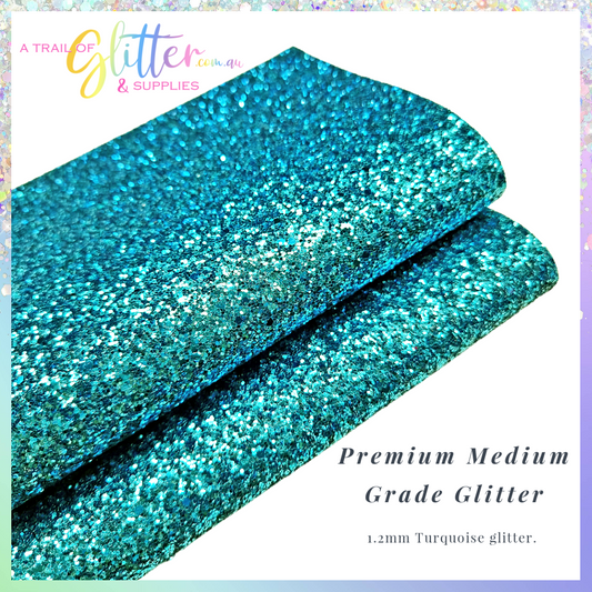 Premium Medium Grade Glitter Fabric - Turquoise 1.2mm Thickness