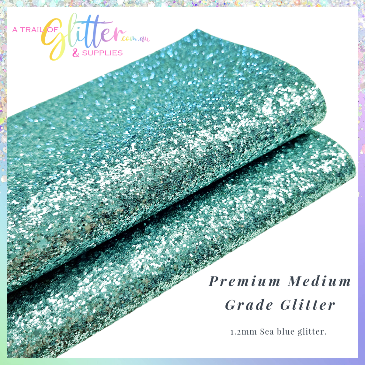 Premium Medium Grade Glitter Fabric - Sea Blue 1.2mm Thickness