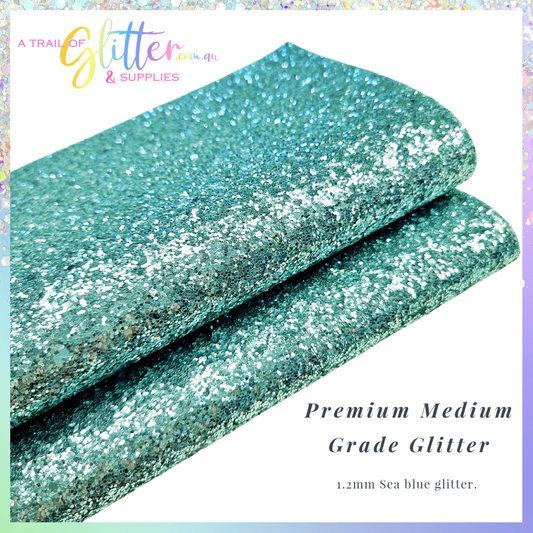 Premium Medium Grade Glitter Fabric - Sea Blue 1.2mm Thickness