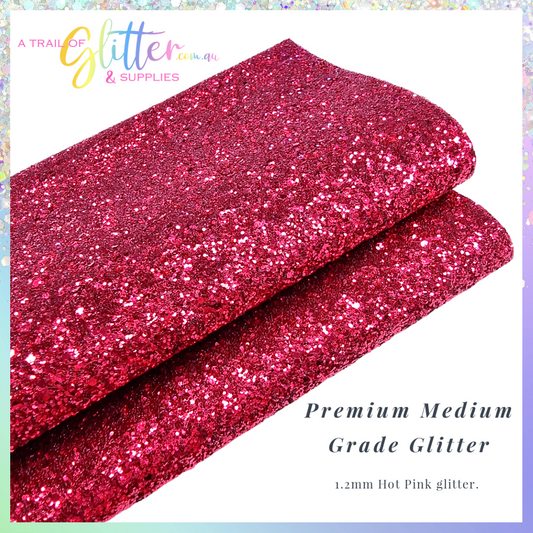 Premium Medium Grade Glitter Fabric - Hot pink 1.2mm Thickness