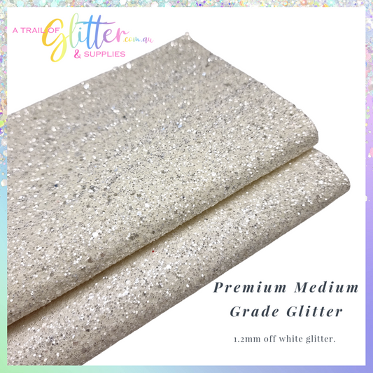 Premium Medium Grade Glitter Fabric - White 1.2mm Thickness