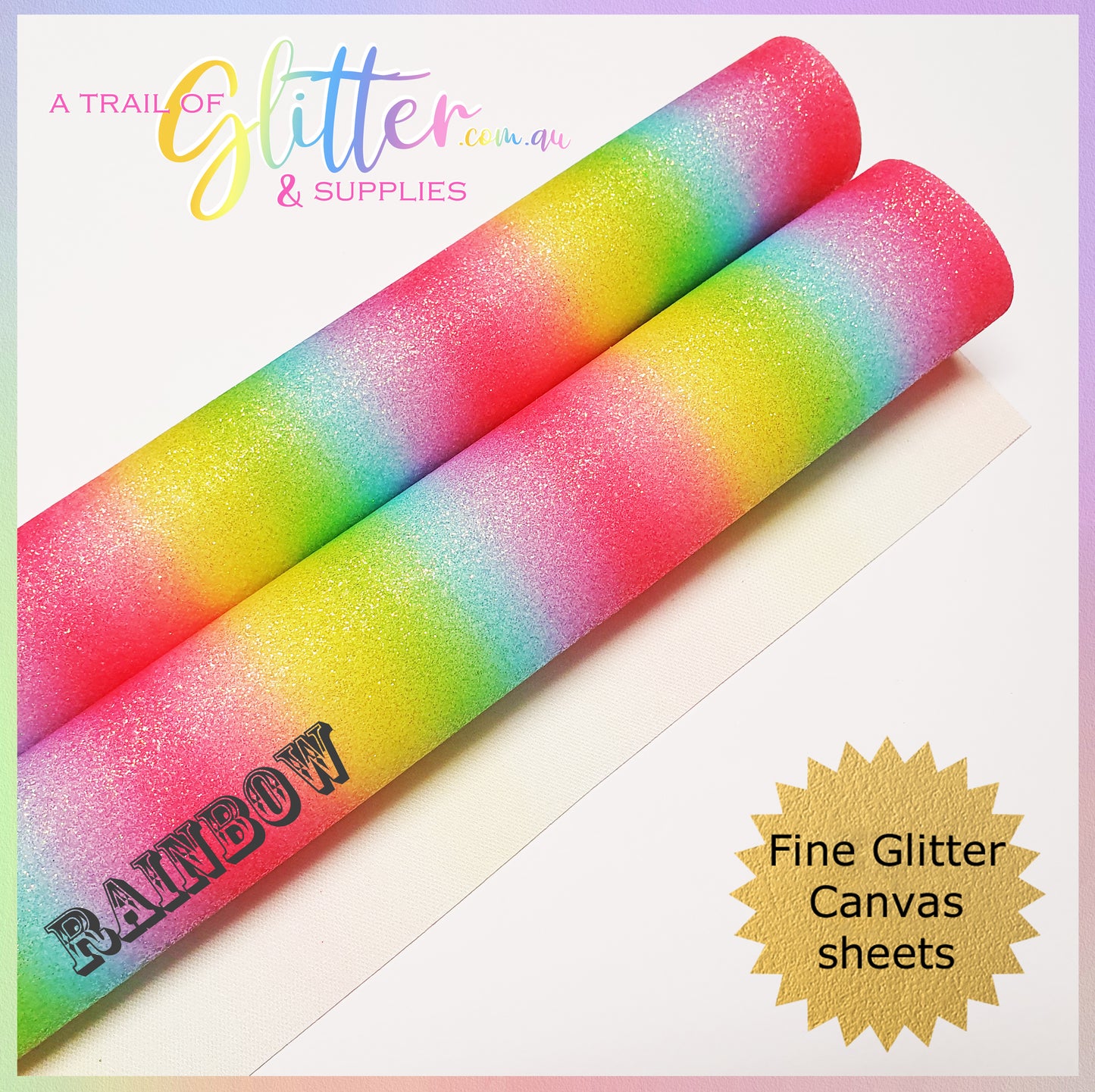 Fine Glitter Rainbow A4 Sheet 20x34cm