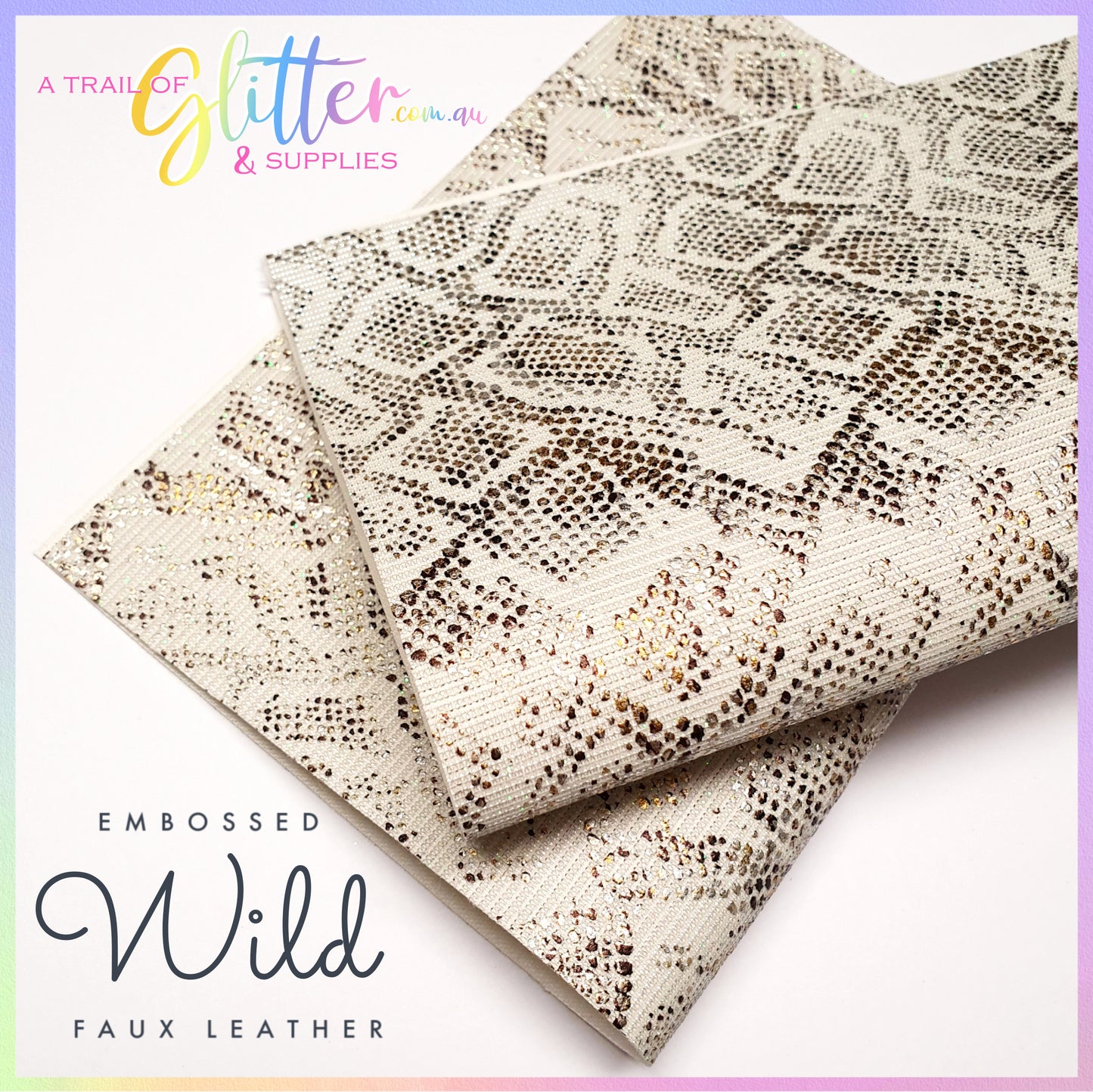 Embossed Wild Faux Leather - White