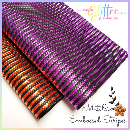 Metallic Embossed Stripes - Weave pattern - Both colours listed inside.